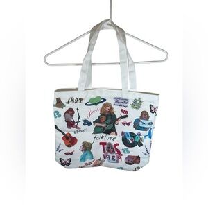 Taylor Swift canvas, double-sided tote white